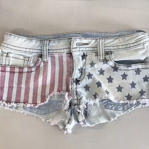 Red white and blue flag shorts